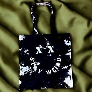 NWT Wool + Pepper Co. STAY WEIRD Black & White Tie dye Cotton Tote Bag